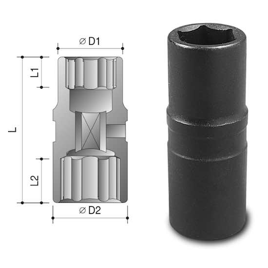 Головка 1/2" двухсторонняя тонкостенная